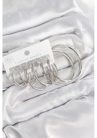 Resim Pirinç Halka Model Gümüş Renk Kadın Set Küpe - Tj-bkp11054 Çok Renkli 