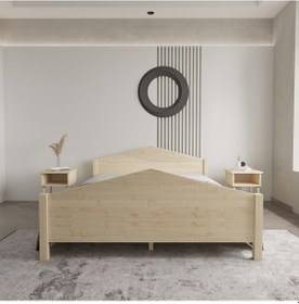 Resim Milano Model Vernikli Çam Ahşap Karyola Ve İki Komodin Set-187 140 x 190 