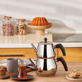 Resim Emsan Luna Çaydanlık Takımı - Inox / Siyah 