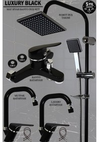 Resim Siyah Mutfak Lavabo Banyo Bataryası Ve Robot Duş Seti Musluk Mat - Siyah 