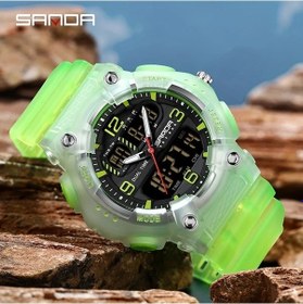 Resim Sunshine022 Siyah Sku Sanda Erkekler İçin Dijital Spor Saati Çift Zamanlı Alarm Takvim Kronometre Su Geçirmez Diğer 