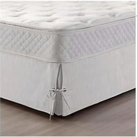 Resim Beyaz Renk Yırtmaçlı, Kuş Gözü Ile Kordonlu Baza Etekleri Beyaz Çift Kişilik 160 X 200 