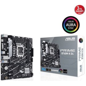 Resim Asus Prıme B760m-k D4 Ddr4 5333mhz Oc Rgb M.2 Matx 1700p 