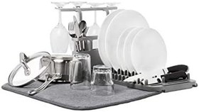 Resim Umbra Udry bulaşıklık ve mikrofiber kurutma matı, yerden tasarruf sağlayan tasarım, kolay saklama için katlanır, kutulu raf, gri 