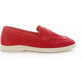 Resim Valmenti Bruna Kadın Kırmızı Süet Hakiki Deri Loafer Ayakkabı 902 0208 Bn Ayk Y23 Kırmızı 