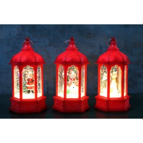 Resim Yılbaşı Temalı Işıklı Kar Küresi Kırmızı Tasarım 