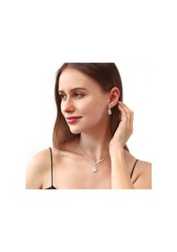 Resim Chavin Düğün Nişan Kına Damla Taşlı Kadın Kolye Küpe Set Eg86 Çok Renkli 