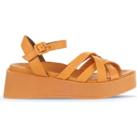 Resim Bueno Shoes Kadın Dolgu Topuklu Sandalet 01WA4301 01WA4301 Turuncu Deri 5 cm Topuk Yüksekliği Rahat Kullanım 