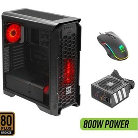 Resim Green Striker Midtower Gaming Bilgisayar Kasası 3 120mm Fan, 6 Fan Desteği, Siyah 800w 80+ Bronze Psu Dahil + Mouse 