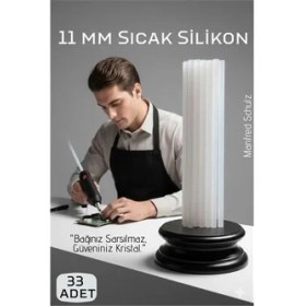 Resim Bucuks Mey Ithalat® 33'lü Set: 11MM Kalın Ultra-Şeffaf Profesyonel Sıcak Silikon – Kristal Berraklığında Güçlü Yapışkan 