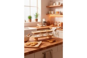 Resim Bernardo Lunaya 3'lü Bambu Standlı Kahvaltılık Orta Boy 