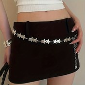 Resim Dayanıklı Yapı, Kadınlar için Şık Vintage Yıldız Zincir Kemer - Alaşım Beşgen Bel Aksesuarı, Etkin Moda Etek ve Pantolon Zinciri, Günlük Kullanım veya Hediye İçin İdeal 