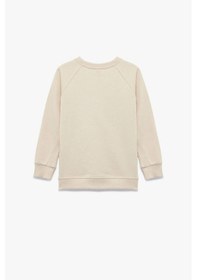 Resim Koton Erkek Bebek Pamuklu Şardonlu Uzun Kollu Bisiklet Yaka Sweatshirt Ekru 