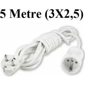 Resim Topraklı Uzatma Seyyar Kablosu Tekli Priz 5 Metre 3x2.5 Mm 