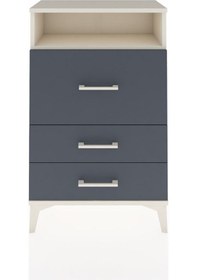 Resim Arges Komodin Tek Raflı 3 Çekmeceli 60x30x96 Aytaşı-antrasit Aytası 