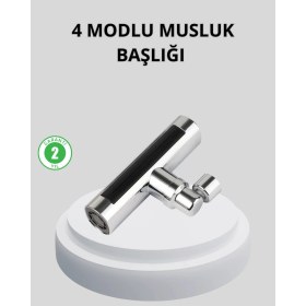 Resim Aesco 360° Dönebilen Musluk Başlığı 4 Fonksiyonlu Su Tasarruflu ve Dayanıklı 