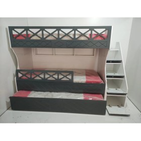 Resim Mürsel Beyaz Antrasit Çarpılı Model Çocuk Ranzası 