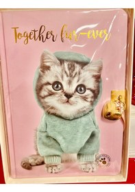 Resim Dolphin Cem Studio Pets Kilitli Hatıra Defteri Sert Kapak Kedi Resimli Pembe Kapak Pt-7789 