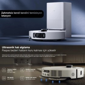 Resim Xiaomi 20000PA Robot Vacuum Yapay Zeka Destekli Otomatik Toz Boşaltma Sıcak Su Yıkama 5200MAH 140DK Çalışma Süresi Beyaz 
