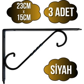 Resim Raf Altı Ferforje Demir Tutucu L Raf Demiri Duvar Sabitleyici(Metal)(Siyah) 