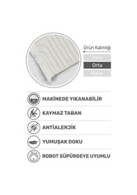 Resim Revna Ekru Yıkanabilir Halı Kaydırmaz Tabanlı Pamuk Dokuma Salon Mutfak Koridor İçin Ekru 