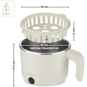 Resim Daisy Store SCO-5063 Çok Fonksiyonlu Buharlı Pişirici - 1 Litre Kapasite, Paslanmaz Gizli Rezistans, Temperli Cam Kapak, Krem Renk 
