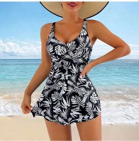 Resim Kadın Rahat Mayo Etek Daş Ticaret Tankini Avrupa Ve Amerika Bönmüz Mayo Kadın Xxl Siyah Altın 