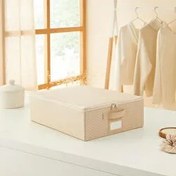 Resim Küçük Boy Bej Balıksırtı Destekli Kutu Hurç 31 X 38 X 12 Cm Ocean Home Textile