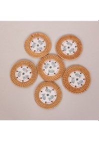 Resim 3 Balık 6'lı Doğal Rattan Ve El Yapımı Seramikli Bardak Altlığı Diğer 