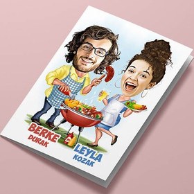 Resim Mangalcı Sevgililer Karikatürlü Tebrik Kartı 