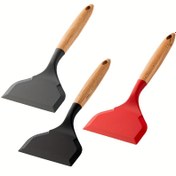 Resim Profesyonel Silikon Spatula - Isıya Dayanıklı ve Bulaşık Makinesinde Yıkanabilir, Ahşap Saplı Yapışmaz Pancake Dönüştürücü | Geniş Ağız Tasarımı, Pancaker, Pizzalar, Omletler ve Biftekler İçin Uygun | Japon Tencere ve Ticari Mutfak Yapışmaz Pişirme Araçları İçin İdeal 