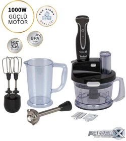 Resim TEFAL Blender Pro 1000 W Siyah - Güçlü Motor ve Geniş Hazneli Blender Mutfak Robotu Seti 