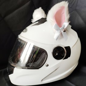 Resim 2 adet Motosiklet Kaskı Süsleri, Motosiklet Çıkartmaları, Polar Tek Kedi Kulak Elektrikli Bisiklet Kayak Kaskı Modifiye Aksesuarları Erkekler ve Kadınlar için 