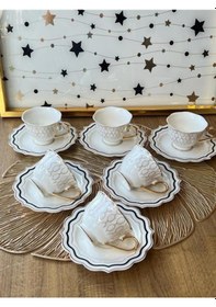 Resim Türk Kahve Fincanı Cheerful 6 Kişilik 12 Parça renkli 