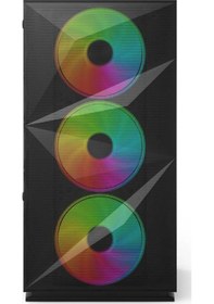 Resim İzoly B709 Cyperpunk Tempered Glass 550W Matx Gaming Bilgisayar Kasası 