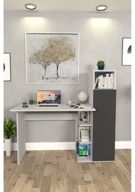 Resim Diamond Dolaplı Çalışma Masası Antrasit Antrasit 