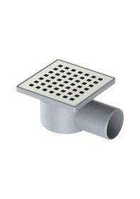 Resim Krom Süzgeç Izgaralı Krom Plastik Yer Süzgeci Yer Sifonu 10 X 10 X 50 Cm Yandan Çıkışlı 