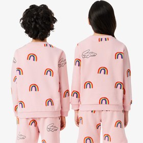 Resim Lacoste Desenli Çocuk Pembe Sweatshirt 