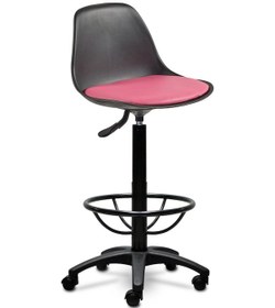 Resim Ofiscombin Ofis Kasiyer Hekim Eczane Sırtlı Bar Taburesi Sandalyesi Tabure Pembe Deri 00047499825 