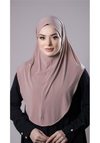 Resim Hürrem Bone Pudra Pratik Hazır Geçmeli Tesettür Eşarp Sandy Kumaş Düz Hijab 2308 06 