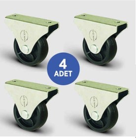 Resim 4 Adet El02Mkm32. Sabit Maşalı Mobilya Tekerleği. Sehpa 