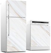 Resim Qedii Buzdolabı Ve Bulaşık Makinası Beyaz Eşya Sticker Kaplama Mermer Doku 