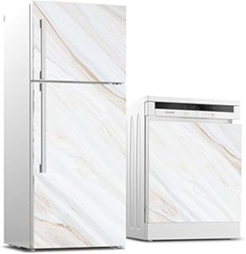 Resim Qedii Buzdolabı Ve Bulaşık Makinası Beyaz Eşya Sticker Kaplama Mermer Doku 