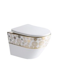 Resim Lena Asma Klozet Kapak Dahil Et-405ab Beyaz-altın Beyaz - Altın 