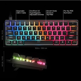 Resim SteelSeries Apex Pro Mini Gen 3 OmniPoint 3.0 HiperManyetik Switch RGB Mekanik Kablolu Oyuncu Klavyesi (UK) 
