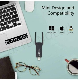 Resim Ac1200Mbps Wireless 2 Antenli Adaptör Kablosuz USB Wi-Fi Alıcı 3.0 