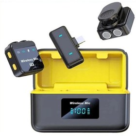 Resim Q09 Apple Uyumlu iPhone Ve Type-c Kablosuz Yaka Mikrofonu Göstergeli Led Şarj Kutulu Gürültü Azaltma 