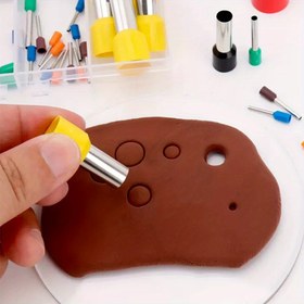 Resim 8/40 Adet Kil Kesiciler Küpe Delikli Yuvarlak Kesici Seramik Araçları Polimer Kil Araçları Kil Ekstrüzyonu 