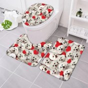 Resim DouranShop No.2 Tarzı Bir Demet Cavalier King Charles Spaniels Banyo Paspas Seti Üç Parçalı Set 3D Baskılı Kapak Tuvalet Kapağı Banyo Paspas Seti (Yurt Dışından) 