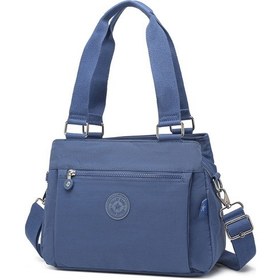 Resim Smart Bags Orta Boy Çok Cepli Su Geçirmez Hafif Krınkıl Kumaş Kadın Omuz Çantası Mavi 32575777 